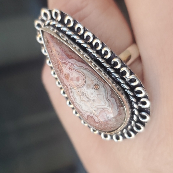 New Crazy Lace Agate 925 Silver Ring. - Picture 4 of 12